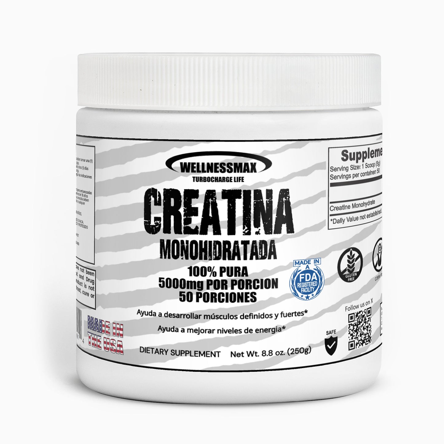 Creatina Monohidratada 100% Pura | Aumenta el tamaño muscular.