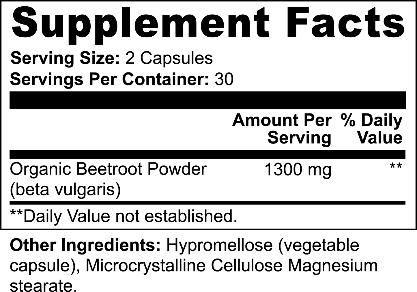 Organic Beetroot Capsules - 1300mg Per Serving