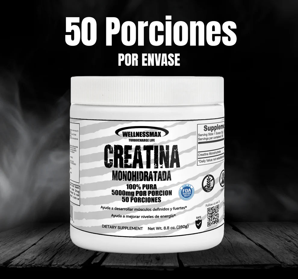 Creatina Monohidratada 100% Pura | Aumenta el tamaño muscular.