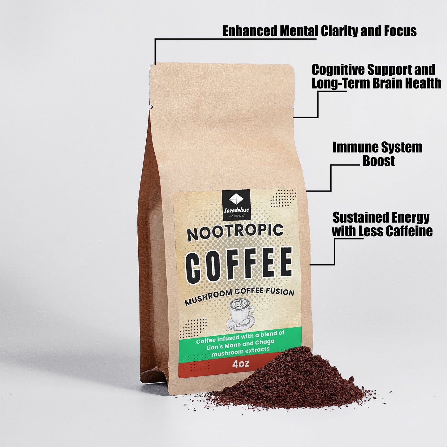 Mushroom Coffee Fusion - Lion’s Mane & Chaga 4oz