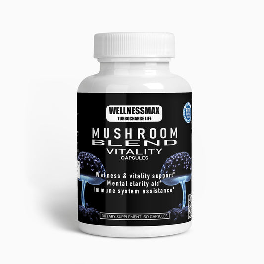 Mushroom Blend Vitality Capsules - Reishi, Lion's mane, Shiitake and Cordyceps Mushrooms.,