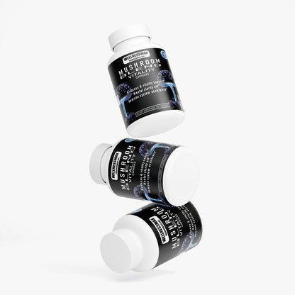 Mushroom Blend Vitality Capsules - Reishi, Lion's mane, Shiitake and Cordyceps Mushrooms.,