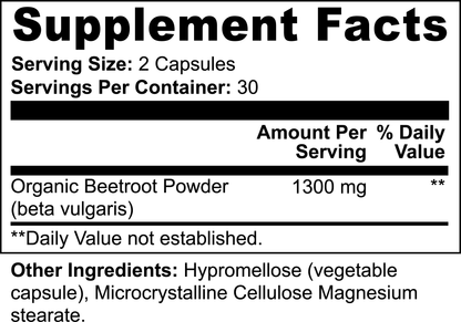 Organic Beetroot Capsules - 1300mg Per Serving