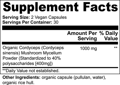 Cordyceps Mushroom Capsules  | Superfood Supplement