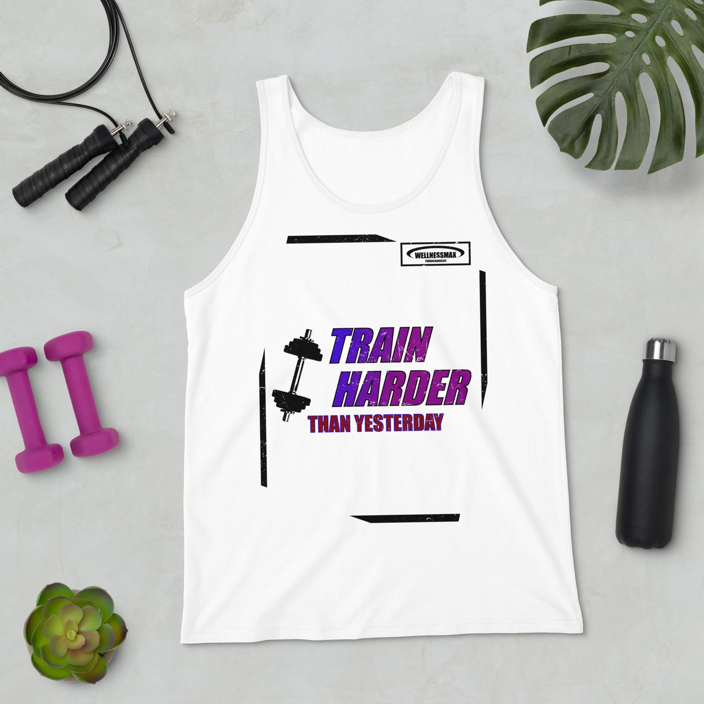 Train Harder Than Yesterday -  Men's Tank Top Gym Shirt.